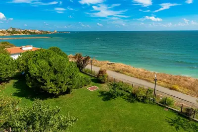 an aerial view of the ocean from a house at Sea View Apartments - Aheloy in Ravda
