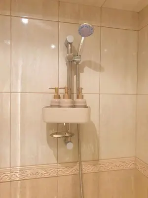 a bathroom with a shower with a sink and a toothbrush at Elisa Studio in Byala
