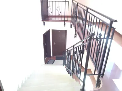 a staircase leading up to a door in a house at Villa Lazuren Bryag 2 in Chernomorets