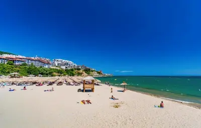 a group of people on a beach near the water at FREGATA 2 Studio Sveti Vlas in Sveti Vlas