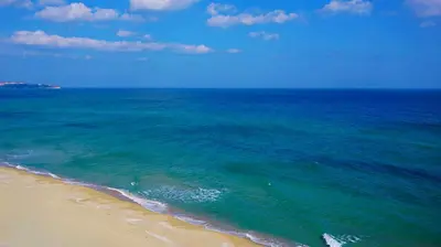 an overhead view of a beach with the ocean at Апартамент Бийч Вю Обзор - Apartment Beach View Obzor in Obzor