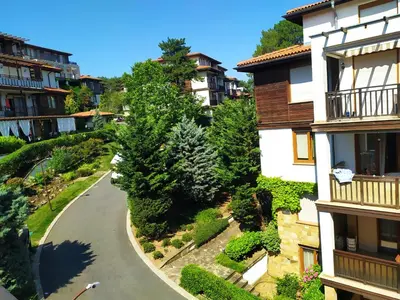 arial view of a winding road in a city at Sea Bliss Retreat -Santa Marina - Sozopol in Sozopol