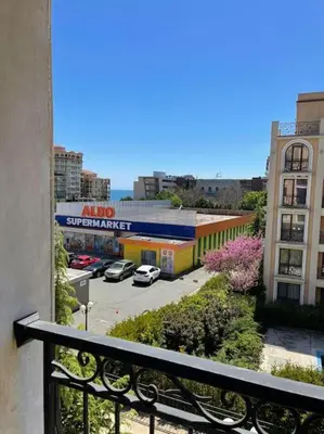 a balcony with a view of a parking lot at k.k Elenite Vila Astoria 5 in Sveti Vlas