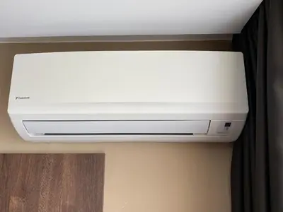 a white air conditioner hanging from a ceiling at PARADISO 'В' 609 Studio Nessebar Private in Nesebar