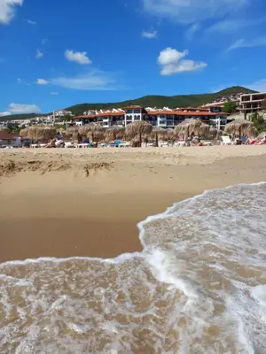a view of the beach from the water at Apartment Marina Dinevi View in Sveti Vlas