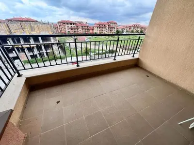 an empty balcony with a view of a city at Magic Dreams St Vlas in Sunny Beach