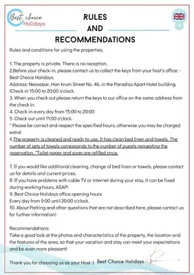 a screenshot of the rules and recommendations page of a website at AMADEUS 1 - 13B Large Two Bedroom Apartment in Sunny Beach