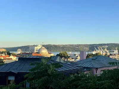 a view of a city with buildings and trees at City Center Apartment 2 in Varna City