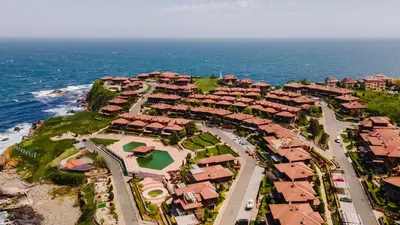 an aerial view of a resort near the ocean at Sozopol Созопол- SOZOPOLIS -MORE SUN 2А- in Sozopol
