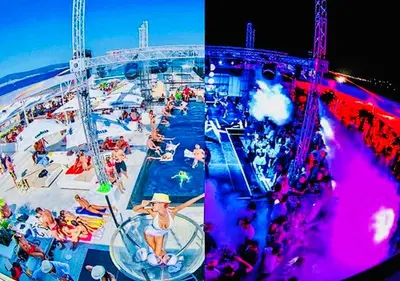 a group of people at a water park at Two-bed flat in Sunny Beach with pool view in Sunny Beach