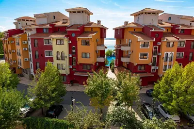 an aerial view of a group of buildings at Menada Aheloy Apartments in Aheloy