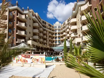 a view of the hotel from the beach at Hotel Golden Ina - All Inclusive - Beachfront in Sunny Beach