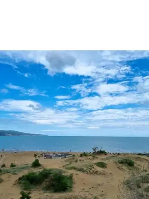 a view of the ocean from a sandy beach at Sunny Fort apartments Sanny Beach Parking Free in Sunny Beach
