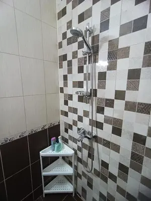 a bathroom with a shower with a sink at Varna Bulgaria 2-Room Apartment Asparuhovo Zelenika Bulgarien Warna 2-Zimmer in Galata