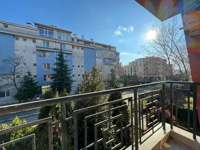 a balcony with a view of a city at AFRODITA II - 19 Studio Sunny Beach in Sunny Beach