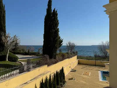 a view of the ocean from a house at HORIZON 7 'А' Studio Sveti Vlas in Sveti Vlas