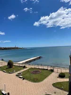 a view of the ocean and a pier at Midia SP Apartments in Aheloy