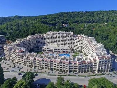 an aerial view of a large apartment building at Sunrise Luxury Sauth Bay in Varna City