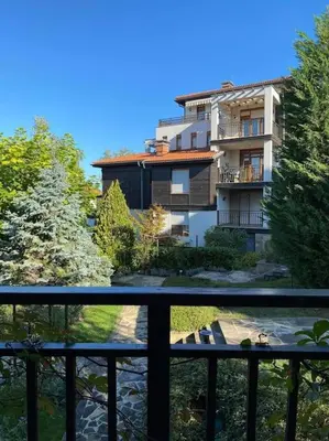 a view of a building from a balcony at Santa Marina, Lovely 1-bedroom apartment in Sozopol