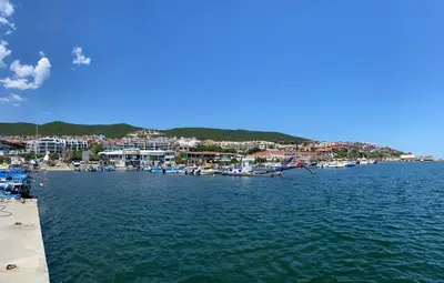 a group of boats are docked in a harbor at HORIZON 9 'Б' Apartment Sveti Vlas in Sveti Vlas