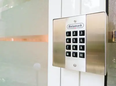 an elevator with a key board on a door at YES Varna Studios in Varna City