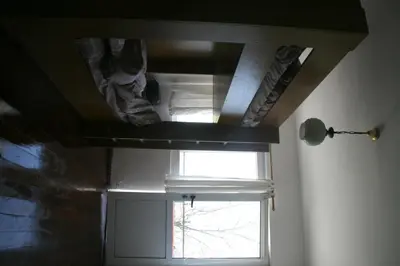 a room with a ceiling with a window and a shelf at Villa Sanaan in Bryastovets