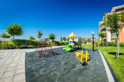 a park with a playground with a slide at Sea View Premier Fort Beach Sveti Vlas in Sunny Beach