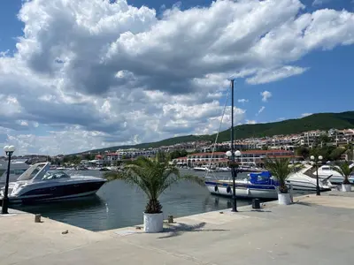 a couple of boats docked in a harbor at LAZUR 1 Apartment 7- 5 Sveti Vlas in Sveti Vlas