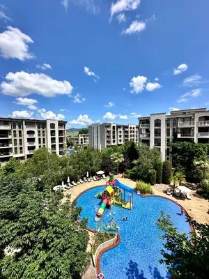 a large swimming pool with a water park at Studio at Kaskadas A44 in Sunny Beach