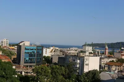 a view of a city with buildings at Panoramic Penthouse Apartment in Varna City