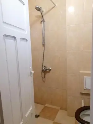 a bathroom with a shower with a toilet at Апартаменти Захариеви 4 in Byala