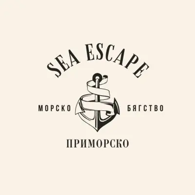 a logo for a ship agency with a anchor at Студио - Морско бягство in Primorsko