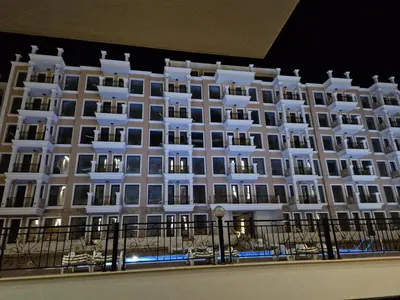 a rendering of a white hotel at Polarstar 205A am Meer Sveti Vlas in Sveti Vlas