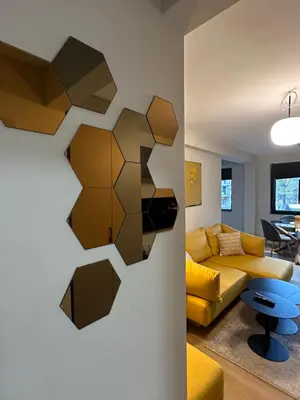 a living room with a wall art of a dog at Cosy Apartment - Top Location in Burgas City