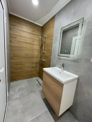 a bathroom with a sink and a shower at VP Martini in Sunny Beach