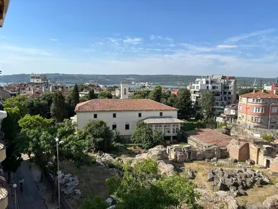 a view of a city with buildings and trees at Roman Thermae Heritage Penthouse with Garage in Varna City