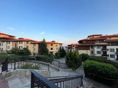 a view of a city with apartment buildings at Apartament Studio Bułgaria Garden Of Eden in Sveti Vlas