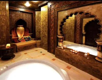 a bathroom with a large bath tub in a room at Karolina complex appartment in Sunny Beach