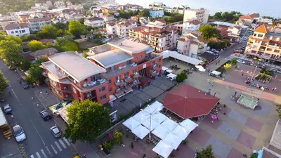 an overhead view of a city street with buildings at The Red Lozenets in Lozenets