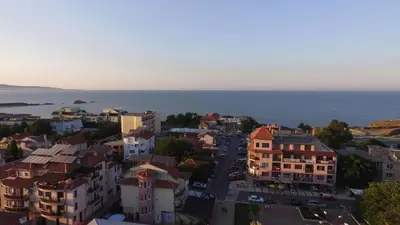an aerial view of a city and the ocean at The Red Lozenets in Lozenets
