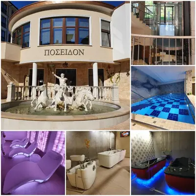 a collage of photos of the hoover building at Poseidon Nessebar Private Apartment in Nesebar