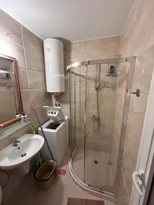 a bathroom with a shower and a sink at Sea Home 1 in Sunny Beach