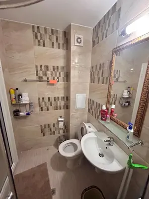 a bathroom with a toilet and a sink at Sea Home 1 in Sunny Beach