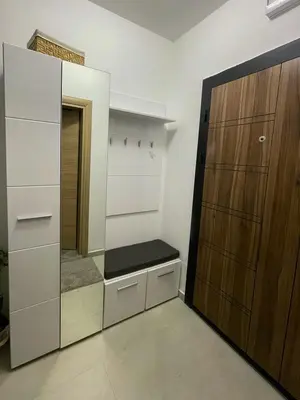 a walk in closet with a mirror and a cabinet at Nelly's Place 10 in Shkorpilovtsi