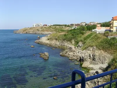 a view of the ocean from a balcony at Apartment Slantse in Sozopol