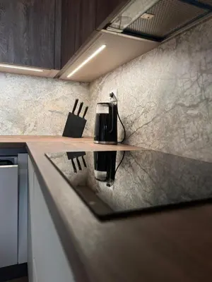 a coffee maker on a counter in a kitchen at SeaView Etara IV Apartment in Sveti Vlas in Sveti Vlas