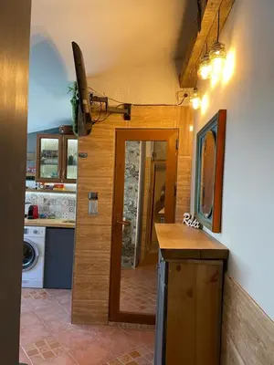 a kitchen with a sink and a counter top at Art Luxury studio in Burgas City
