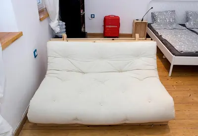 a mattress sitting on the floor in a room at Verano Azul - Adorable Flat in Unbeatable Location by Flat Mаnager in Varna City
