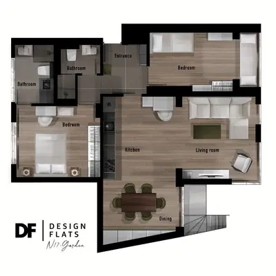 a floor plan of a small apartment with at n17 Garden - Parking - WorkDesk - Blackout Rolls- Netflix - Wash&Dry in Burgas City