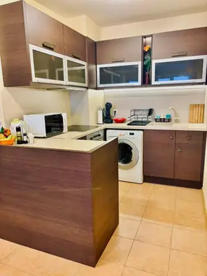 a kitchen with a washer and dryer in it at Sozopol Dreams Apart&FREE Parking in Sozopol